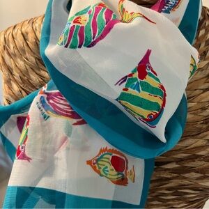 Bright & Fun Vintage Tropical Fish Oblong Scarf